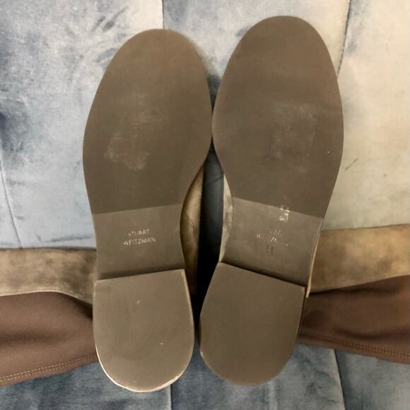 Stuart Weitzman Size 6.5 Greer City Boots Gray Suede Knee High Flat Block Heel - Picture 8 of 8